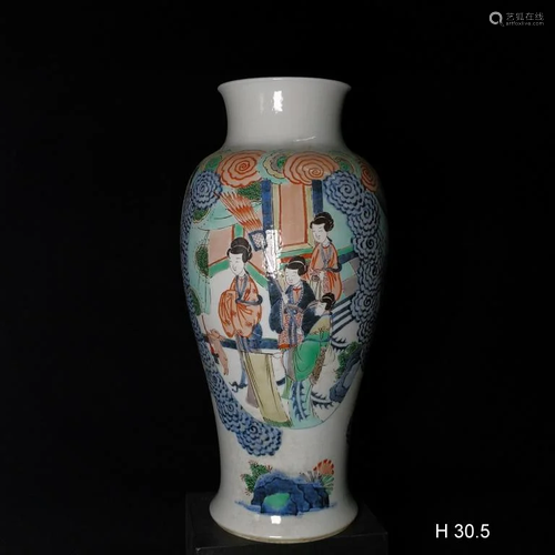 Chinese Wucai Porcelain Vase,Mark