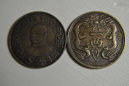 TWO CHINESE OLD COINS