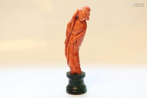 Chinese Red Coral Figurine