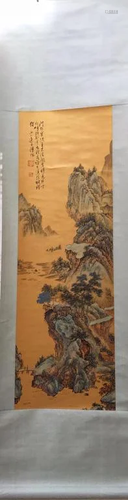 Chinese Ink Color Landscape Scroll Painting,Sign…