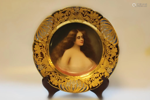 Royal Vienna Porcelain Plate w Nude Lady