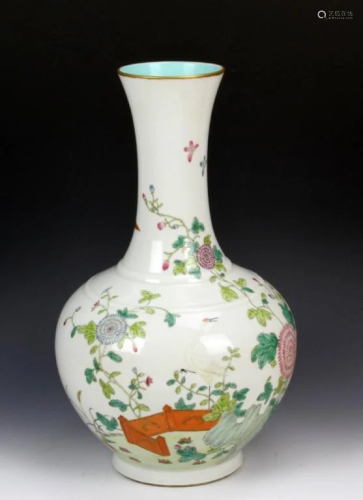 Daoguang Famille Rose boulder-shaped vase