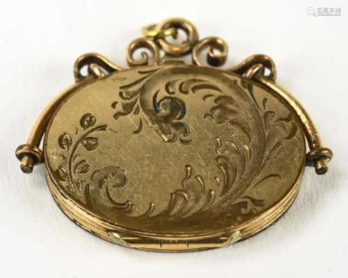 Antique 19th C Gold Filled Locket Necklace Pendant