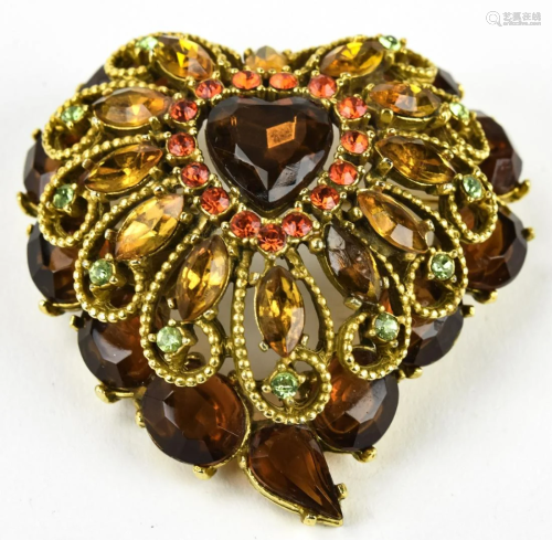 1960s Capri Layered Heart Pendant or Brooch