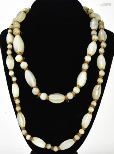 Vintage Handmade White Agate Bead Necklace
