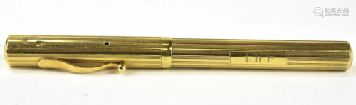 Art Deco 14K Gold Pocket Fountain Pen w Monog…