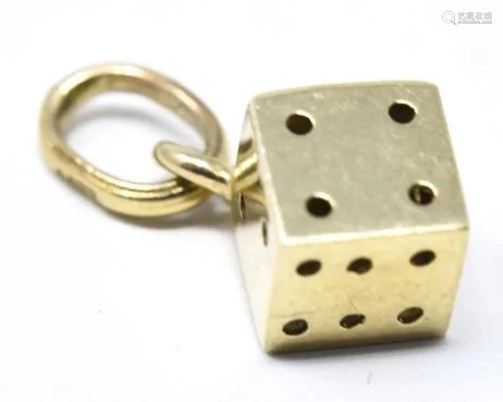 Estate 14kt Yellow Gold Dice Pendant or Charm