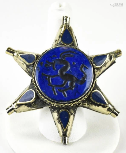 Vintage Intaglio Lapis Lazuli Starburst Ring