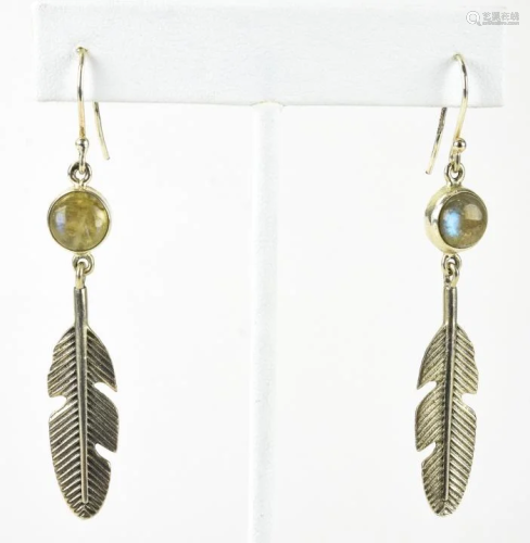Vintage Native American Sterling Feather Earrings