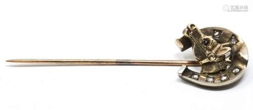 Antique 14kt Gold & Diamond Equestrian Stick Pin