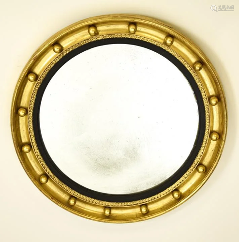 Antique English Bulls Eye Gold Leaf Mirror