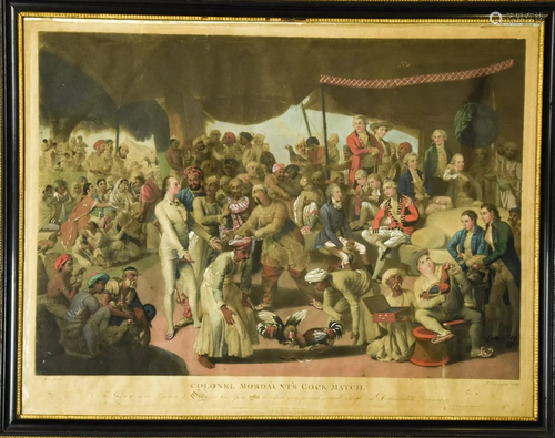 18th C Richard Earlom Lithograph Cock Match