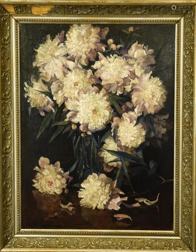 May Bartlett Fairchild Oil Still Life Peonies