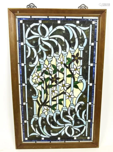 Stained Glass Window in Frame Boughs of Wysteria