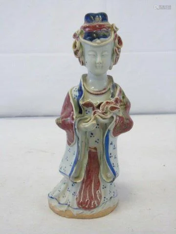 Chinese Porcelain Statue of a Lady Polychrome