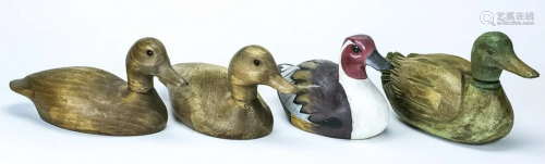 4 Vintage Hand Carved and Painted Duck Decoys