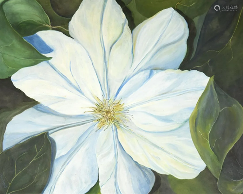 Contemporary Oil Painting of a Magnolia Framed