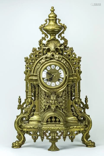 20th C Imperial Ornate Brass Italian Mantle Clock