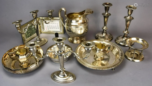 Silver Plate Candlesticks & Serving Pieces