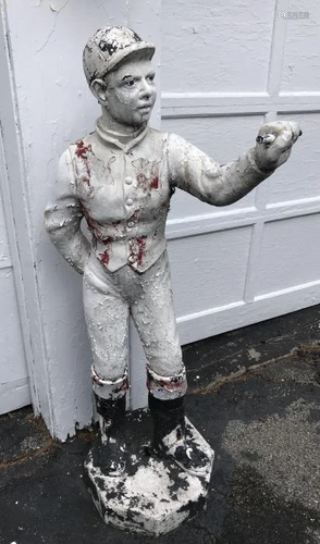 Antique Early 20th C Hand Painted Lawn Jockey