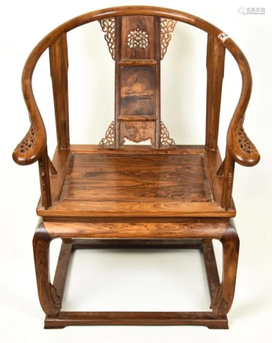 Chinese Huanghuali Type Horseshoe Throne Chair