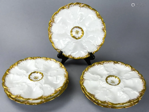 L.R.L. Limoges France Gold Leaf Oyster Plates