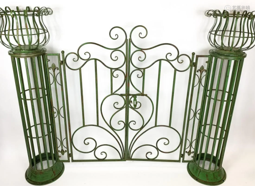 French Style Green Painted Cast Metal Garden G…