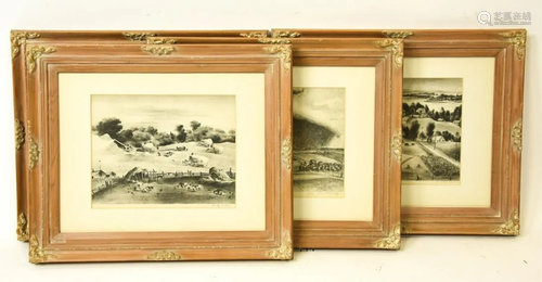 4 Mid Century Rural Engravings American Artists