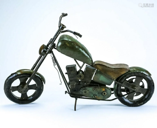Artisan Metal Assemblage Motorcycle Sculpt…