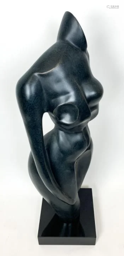 Modernist Style Black Female Nude Torso Sculpture