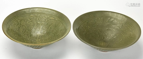 2 Chinese Celadon Porcelain Bowls