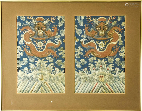 Framed Chinese Embroidery Kimono Panels