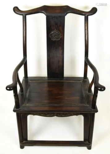 Oversized Chinese Dark Wood Throne Chair