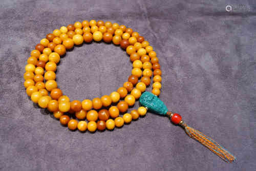 A Chinese Carved Beeswax Prayers Beads