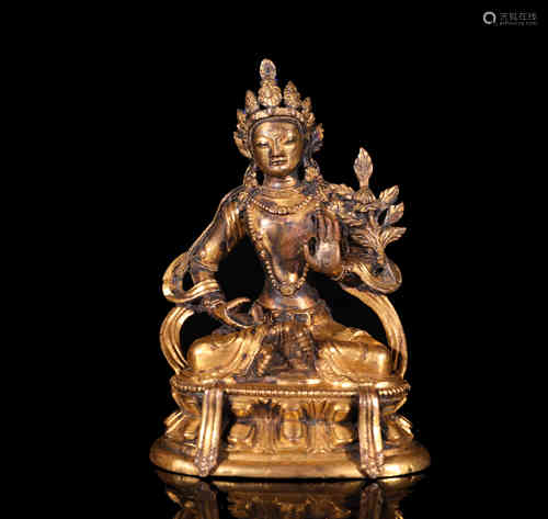 A Chinese Gilt Bronze Buddha Statue of Manjusri Bodhisattva