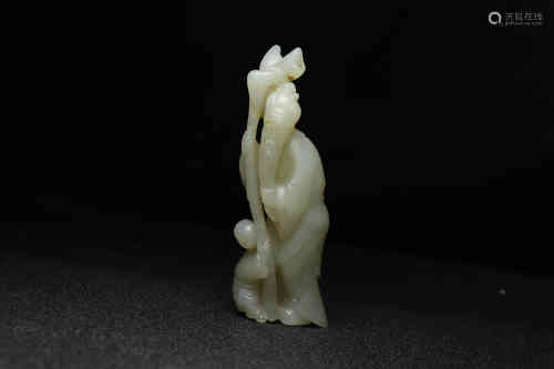 A Chinese Hetian Jade Carving of  Boy and Greybeard