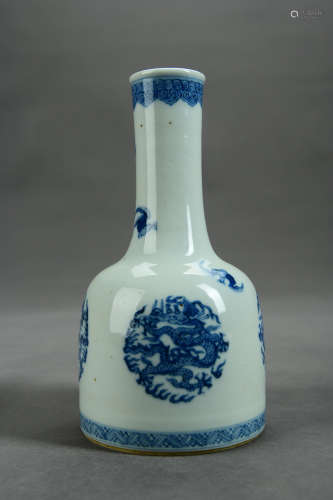 A Chinese Blue and White Porcelain Bell-shaped Zun