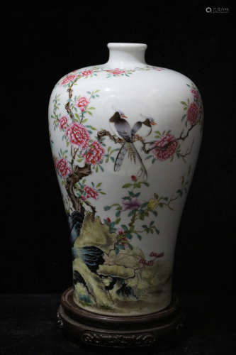 A Chinese Enamel Porcelain Plum Vase
