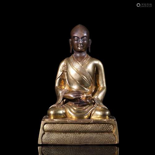 A Chinese Gilt Bronze Buddha Statue of Guru