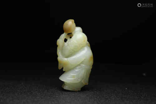 A Chinese Hetian Jade Hand-piece of Greybeard