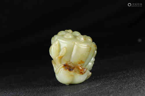 A Chinese Hetian Jade Hand-piece of  Lotus