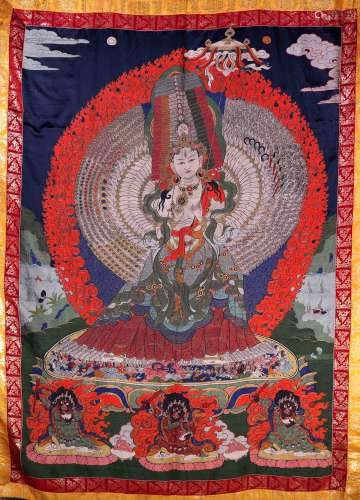 A Chinese Embroidered Thangka of the Great White Umbrella