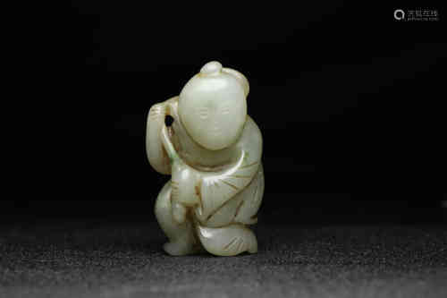 A Chinese Hetian Jade Kneeeling Figure