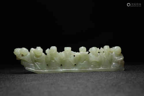 A Chinese Hetian Jade Carving of  the Eight Immortals