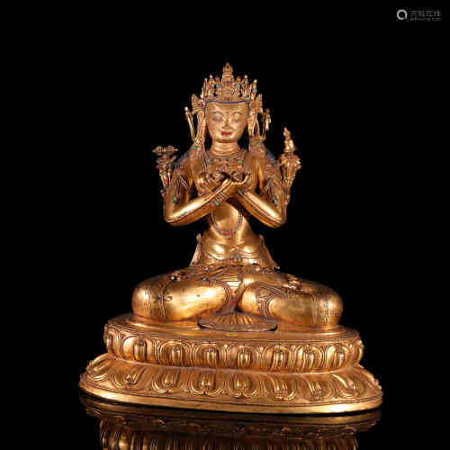 A Chinese Gilt Bronze Buddha Statue of Vajrasattva