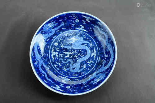A Chinese Dragon Patterned Porcelain Plate 