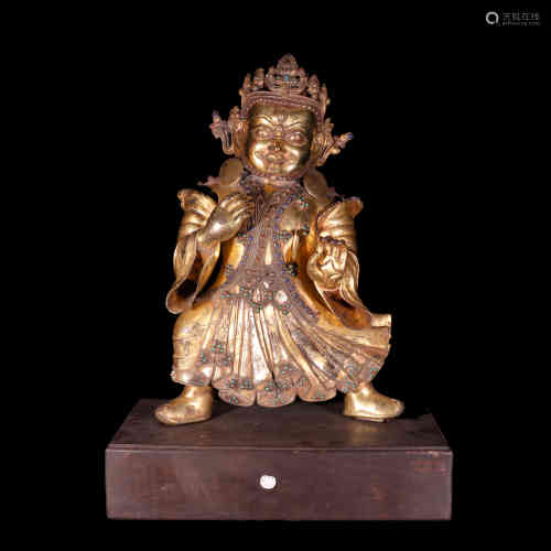 A Chinese Gilt Bronze Buddha Statue of Mahakala