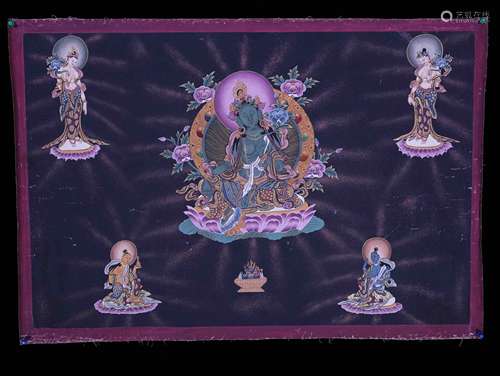 A Chinese Thangka of Green Tara