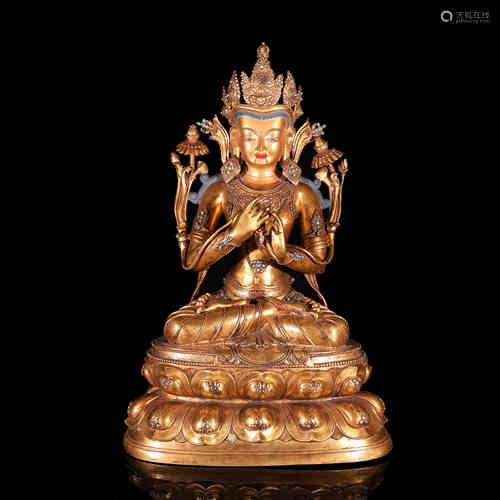 A Chinese Gilt Bronze Buddha Statue of Vajrasattva