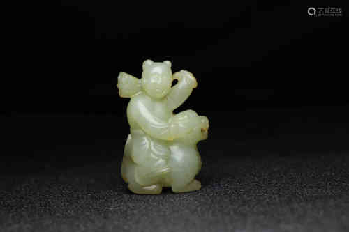 A Chinese Hetian Jade Figure Riding a Lion